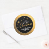 Gouden Folie Prettig Kerstfeest Ronde Sticker (Envelop)