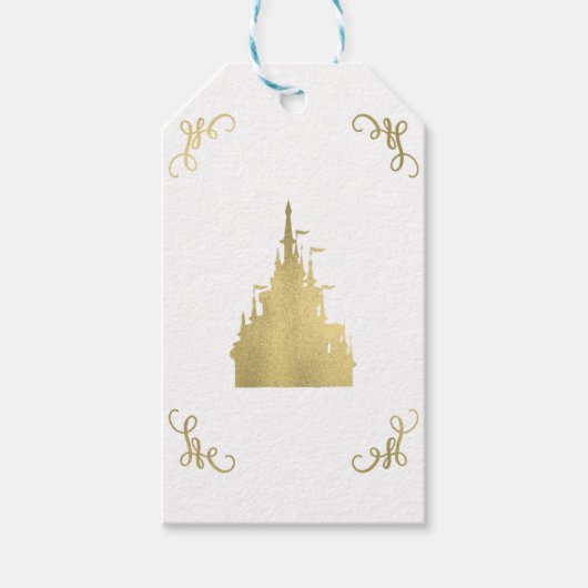 Gouden folie Prinses Kasteel Storybook Bruiloft Cadeaulabel (Voorkant)