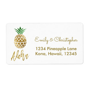 Gouden folie Script Bruiloft Aloha Ananas Etiket