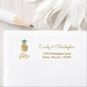 Gouden folie Script Bruiloft Aloha Ananas Etiket (Insitu)