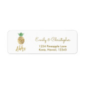 Gouden folie Script Bruiloft Aloha Ananas Etiket (Voorkant)