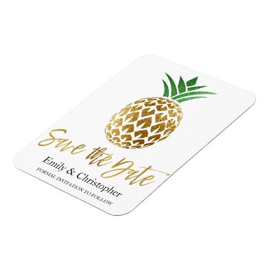 Gouden folie Script Bruiloft Bewaar de datum Anana Magneet (Linkerzijde)