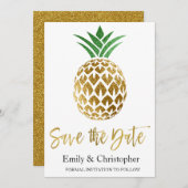 Gouden folie Script Bruiloft Bewaar de datum Anana Save The Date (Voorkant / Achterkant)