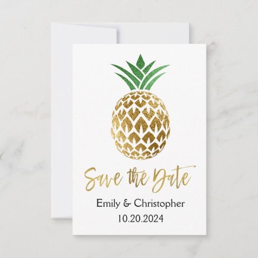 Gouden folie Script Bruiloft Bewaar de datum Anana Save The Date (Voorkant)