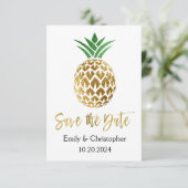 Gouden folie Script Bruiloft Bewaar de datum Anana Save The Date (Staand voorkant)