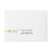 Gouden Folie Script Bruiloft Bewaar de Datum Foto Adreslabel Wikkel (Voorkant)