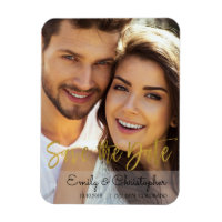 Gouden Folie Script Bruiloft Save the Date Magnet