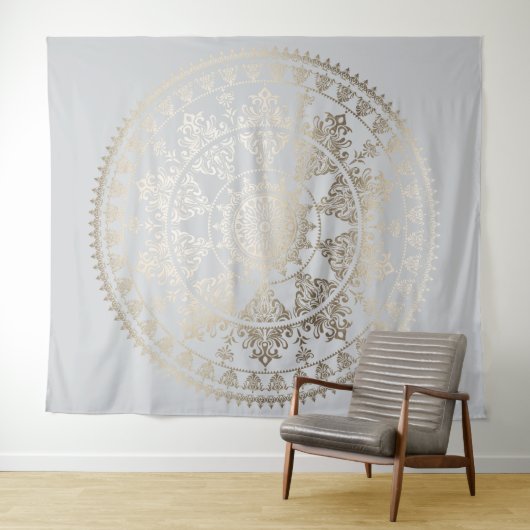 Gouden Folie Solar Mandala Wandtapijt Custom Kleur Wandkleed (In Situ (horizontaal))