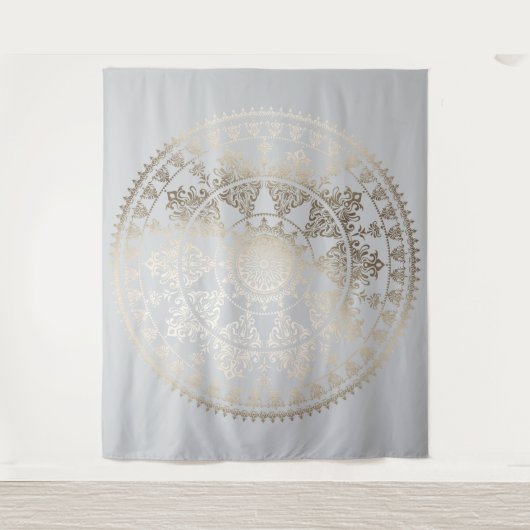 Gouden Folie Solar Mandala Wandtapijt Custom Kleur Wandkleed (Voorkant)