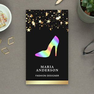 Gouden Folie Sterren Confetti Regenboog Hoge Hakke Visitekaartje