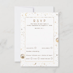 Gouden folie sterren hemelse bruiloft RSVP Kaartje