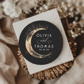 Gouden folie sterren mystieke hemelse bruiloft ronde sticker