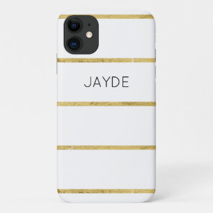 Gouden folie strepen gepersonaliseerde mobiele tel iPhone 11 hoesje