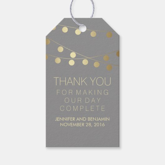 Gouden folie String Lights Elegante bruiloft Cadeaulabel (Voorkant)