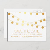 Gouden folie String van Lights Save the Date Aankondigingskaart (Voorkant / Achterkant)