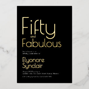 Gouden Folie Vijftig en Fabulous 50ste Verjaardags Uitnodiging