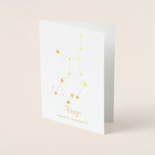 Gouden Folie VIRGO Sterrenbeeld Constellatie Kaarten