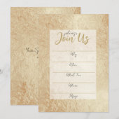 Gouden Folie Vul de Lege Uitnodiging (Voorkant / Achterkant)