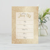 Gouden Folie Vul de Open Plaats Uitnodiging (Staand voorkant)