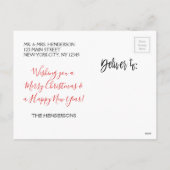 Gouden folie, witte en rode kerstfotokaart feestdagenkaart (Achterkant)