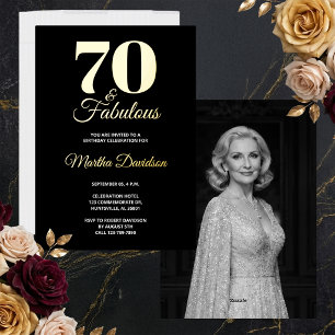 Gouden Folie Zeventig en Fabulous 70ste Verjaardag Uitnodiging