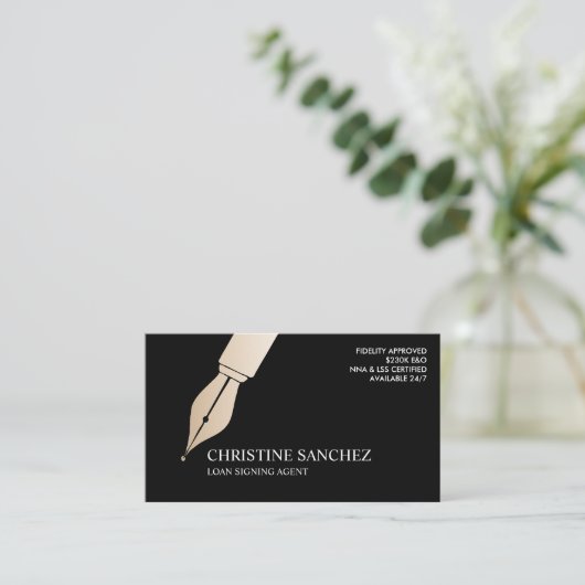 GOUDEN FONTEINPEN OPENBARE NOTARIS ZANGAGENT VISITEKAARTJE (Staand voorkant)
