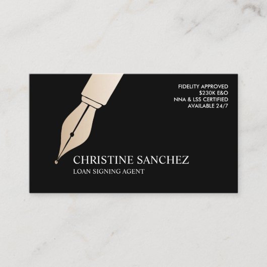 GOUDEN FONTEINPEN OPENBARE NOTARIS ZANGAGENT VISITEKAARTJE (Voorkant)