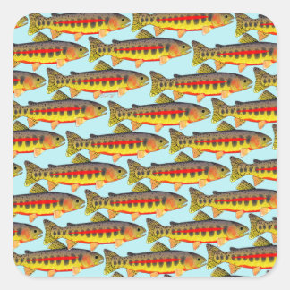Gouden forel patroon in blauw vierkante sticker