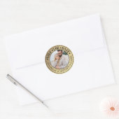 Gouden foto bruiloft Bewaar de datum Ronde Sticker (Envelop)
