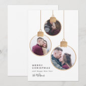 Gouden foto-collage Kerst familiereiskaart Feestdagenkaart (Voorkant / Achterkant)