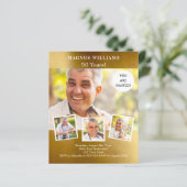 Gouden foto collage verjaardagsuitnodiging (Staand voorkant)