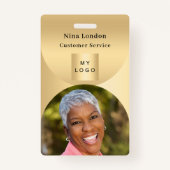 Gouden foto naam arch QR code business logo Badge (Voorkant)