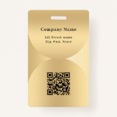 Gouden foto naam arch QR code business logo Badge (Achterkant)