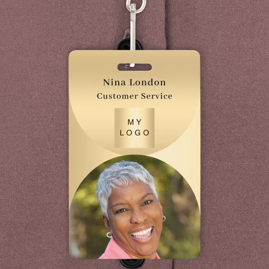 Gouden foto naam arch QR code business logo Badge