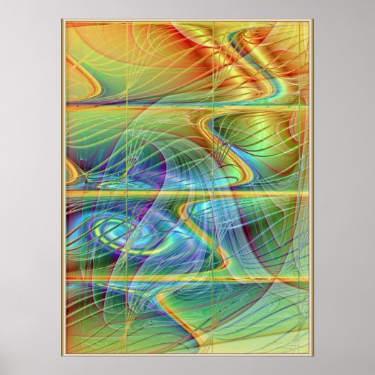 Gouden Fractale Golf Poster (Voorkant)