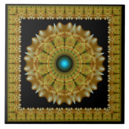 Gouden fractale omlijst ornament mandala tegeltje