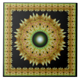 Gouden fractale ornament mandala tegeltje