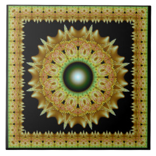 Gouden fractale ornament mandala tegeltje