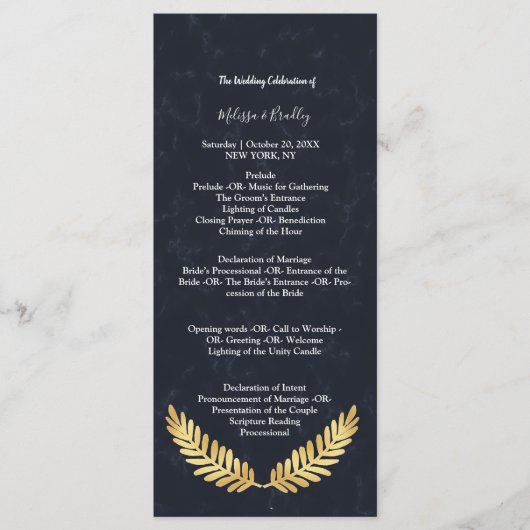 Gouden Frame Navy achter Ceremonie Programma (Voorkant)