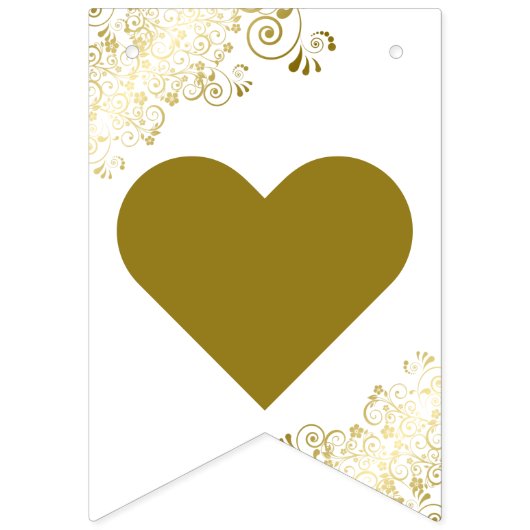 Gouden franjes op witte net getrouwde Passen getro Vlaggetjes (Tweede vlag)