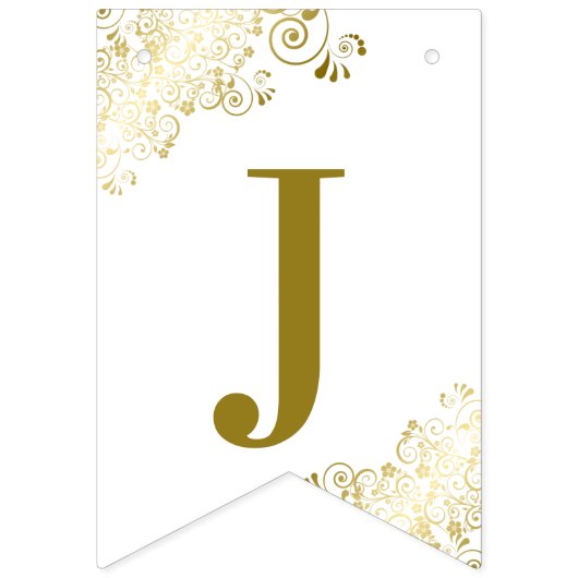 Gouden franjes op witte net getrouwde Passen getro Vlaggetjes (Derde vlag)