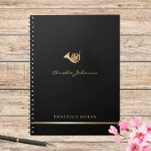 Gouden Franse hoorn Elegant Script Stijlvolle muzi Notitieboek