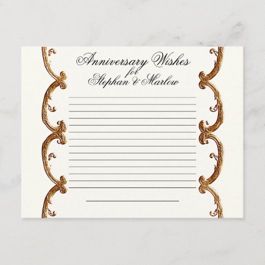 Gouden Franse Wensen met Krul Noten 50ste Verjaard Advieskaart (Voorkant)