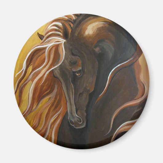 Gouden Friese Paard Magneet (Voorkant)