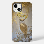 Gouden Fukuro Uil met bloesems Case-Mate iPhone Case (Achterkant)
