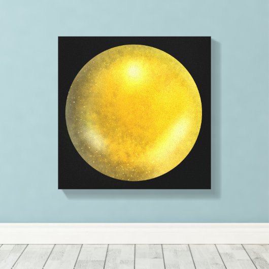 Gouden Galaxy Orb – Amber en Geel Canvas Print (Insitu (Houten vloer))