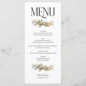Gouden Garland Holly en Ornamenten Kerstbruiloft Menu (Voorkant)