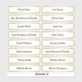 Gouden Gast Namen Bruiloft Plaats Kaart Sticker