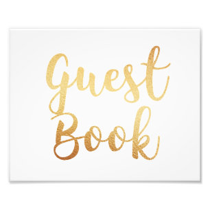 Gouden gastenboek teken. Huwelijks poster. Folie-e Foto Afdruk