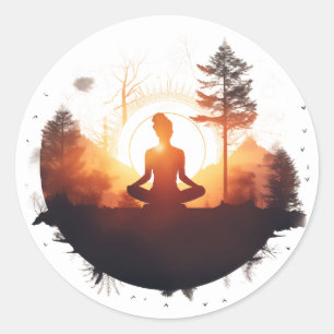 Gouden Gateway Zonsondergang Meditatie Ronde Sticker